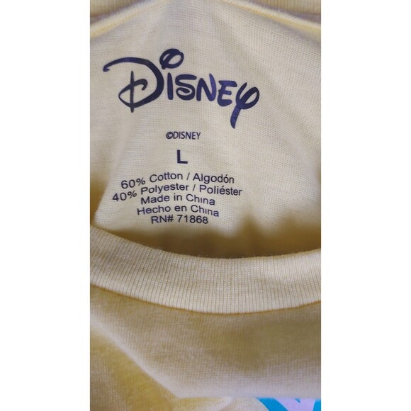 Disney Lilo & Stitch Jr Size Large Crop Crew Neck Tee Shirt Yellow - Picture 5 of 9